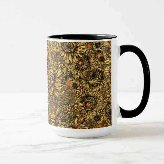 キクの花とオレンジカブト マグカップ (右)