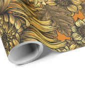 キクの花とオレンジカブト ラッピングペーパー (ロールコーナー)