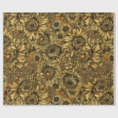 キクの花とオレンジカブト ラッピングペーパー (フラット)