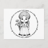 キクの花の森の少女 ポストカード (正面)