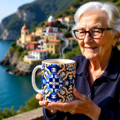 💙💛キクイムシ、青と黄色のアズレホス コーヒーマグカップ