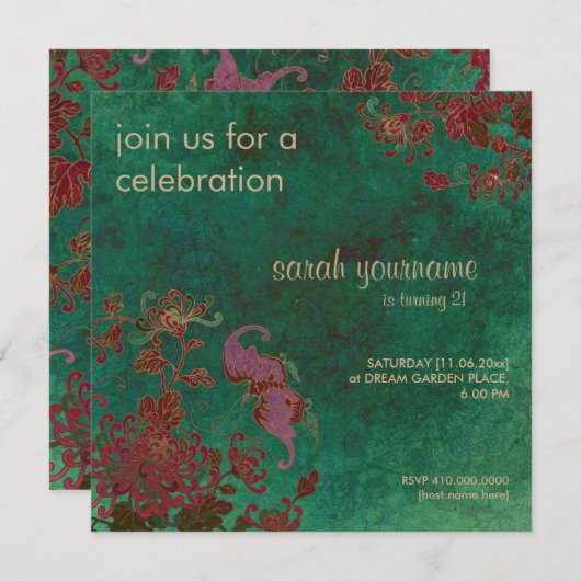 キクガーデン誕生日招待状 招待状 (正面/裏面)