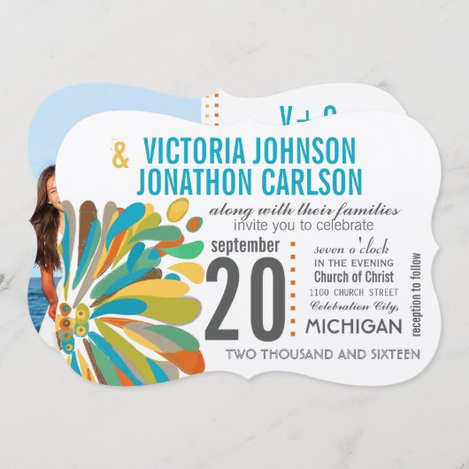 キクサンゴイエローグリーンフローラ写真 招待状 (正面/裏面)