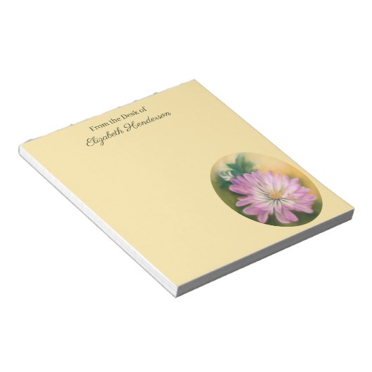 キクスクピンクアンドクリームパステルフローラ ノートパッド (アングル)