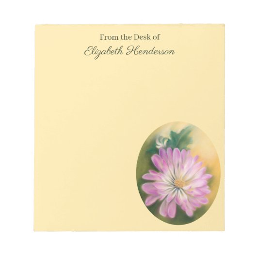 キクスクピンクアンドクリームパステルフローラ ノートパッド (正面)