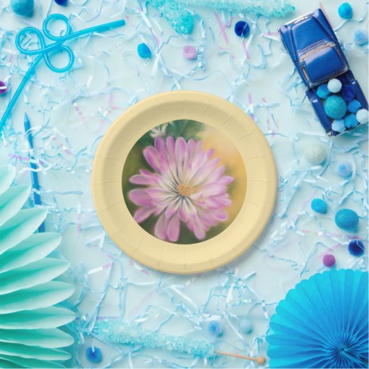 キクスクピンクアンドクリームフローラパステル ペーパープレート (パーティー)