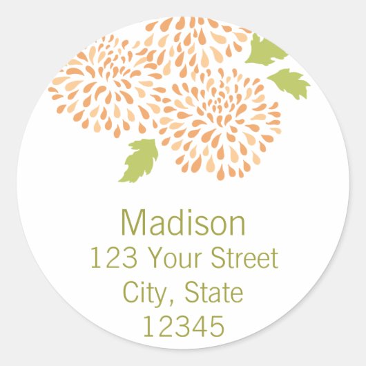 キク差出人住所封筒用シール ラウンドシール (正面)