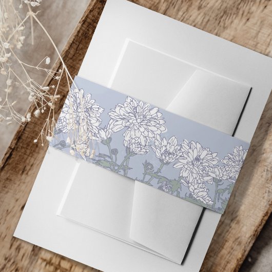 キク灰色の白い花のフローラ結婚ズ 招待状ベリーバンド