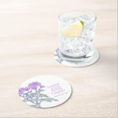 キク紫色のフラワーグラフィック紙コースター ラウンドペーパーコースター (インサイチュ)