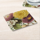 キク花ムームフローラ スクエアペーパーコースター (アングル)