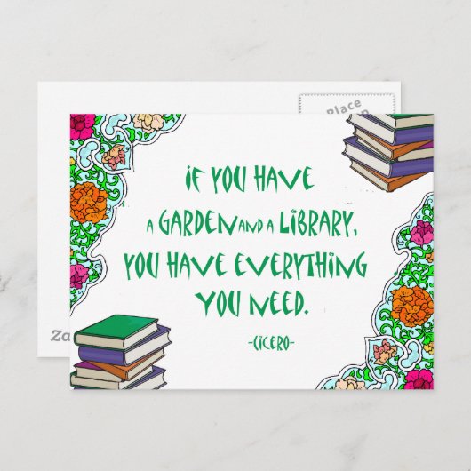 キケロもし – 庭と図書館がある… ポストカード (正面/裏面)