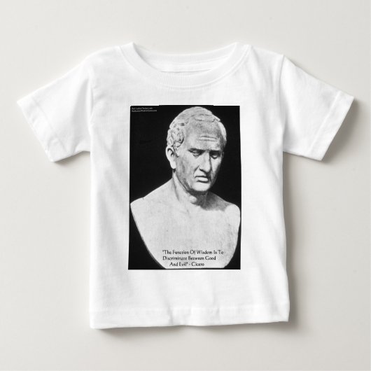 キケロ "善と悪" 知恵の引用カードとギフト ベビーTシャツ (正面)