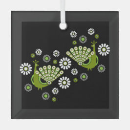 キザントピーコックアート ガラスオーナメント