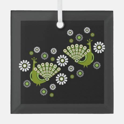 キザントピーコックアート ガラスオーナメント (正面)