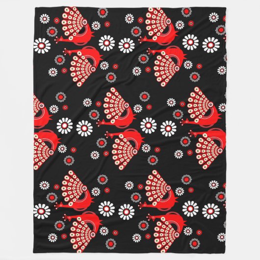 キザントピーコックアート フリースブランケット (正面)