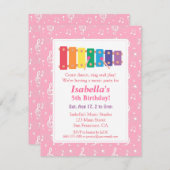 キシロフォン音楽をテーマにした誕生日パーティー 招待状 (正面/裏面)