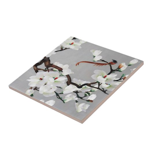 キジおよびナシの花 タイル (側面)