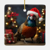 キジがサンタ帽をかぶっている セラミックオーナメント (裏面)