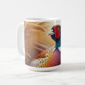 キジが黄金色の小麦畑で休む コーヒーマグカップ (正面左)