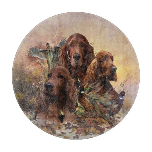 キジとアイリッシュセッターズパッション狩り カッティングボード (正面)