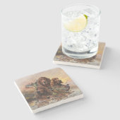 キジとアイリッシュセッターズパッション狩り ストーンコースター (横)