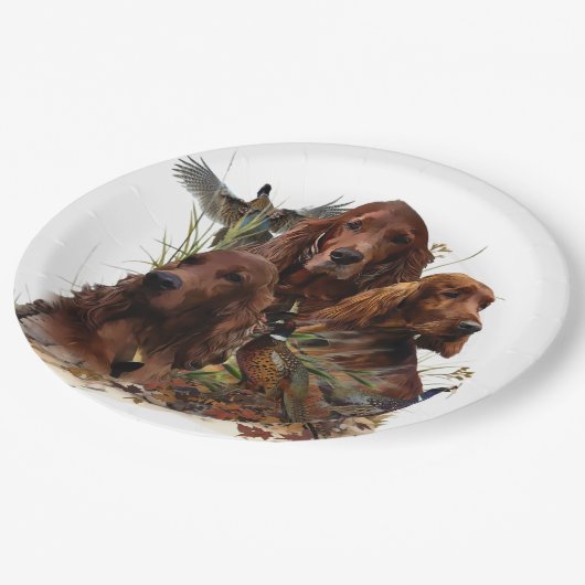 キジとアイリッシュセッターズパッション狩り ペーパープレート (アングル)