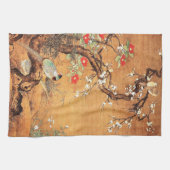 キジとツバキのイ中国のンキ芸術 キッチンタオル (横)