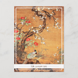 キジとツバキの中国のオリエンタルインクの芸術 ポストカード