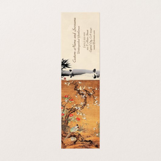 キジとツバキの中国のオリエンタルインクの芸術 名刺 (外部フラット)