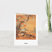 キジとツバキ中国の東洋の墨画 シーズンカード (裏面)