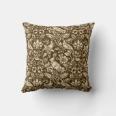 キジとハレの柄、茶色とベージュ クッション (裏面)