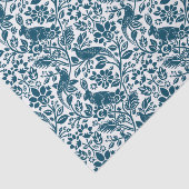 キジとハレの模様、白と濃い青 薄葉紙 (詳細)