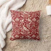 キジとハレ模様、深いレッド&クリーム クッション (ブランケット)