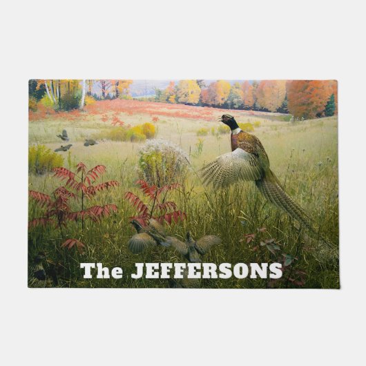 キジとボブ白ウズラ ドアマット (正面)