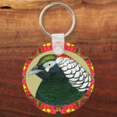 キジと花 キーホルダー (正面)