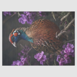 キジのすみれ色の花のイラスト 薄葉紙