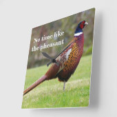 キジのような時間はない スクエア壁時計 (傾斜)