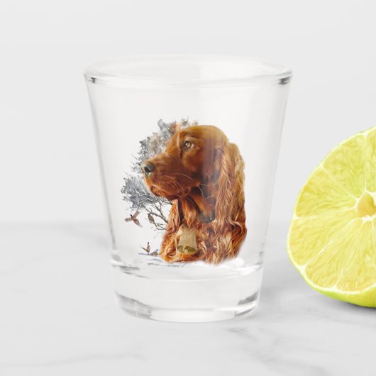 キジのアイリッシュセッター ショットグラス (正面)