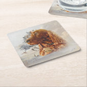 キジのアイリッシュセッター スクエアペーパーコースター (アングル)