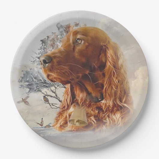 キジのアイリッシュセッター ペーパープレート (正面)