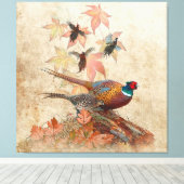 キジのタペストポスターtriptych キャンバスプリント (インサイチュ (ウッドフロア))