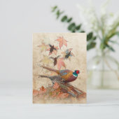 キジのタペストリーアクリルプリント ポストカード (スタンド正面)