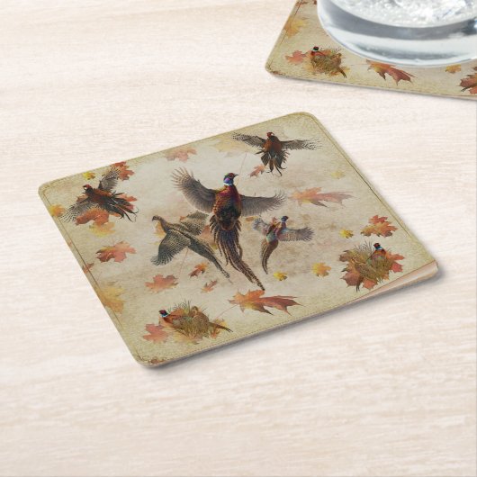 キジのタペストリーポスターアクリルプリントトリプチク スクエアペーパーコースター (アングル)