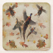 キジのタペストリーポスターアクリルプリントトリプチク スクエアペーパーコースター (正面)
