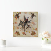 キジのタペストリーポスターアクリルプリントトリプチク スクエア壁時計 (ホーム)