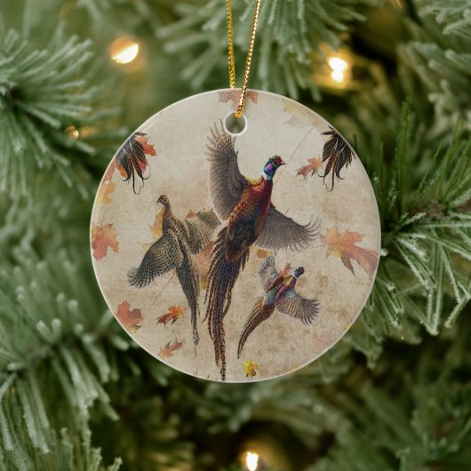 キジのタペストリーポスターアクリルプリントトリプチク セラミックオーナメント (ツリー)