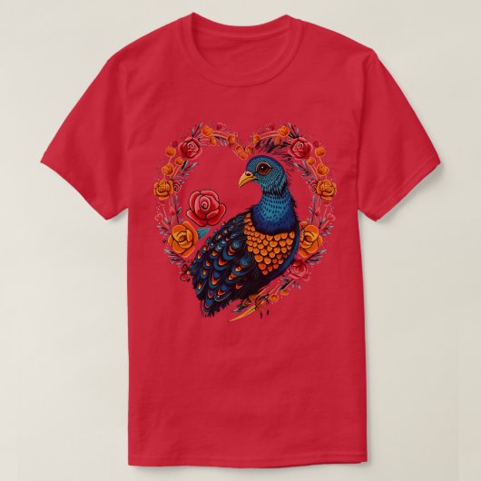 キジのバレンタイン Tシャツ (デザイン正面)