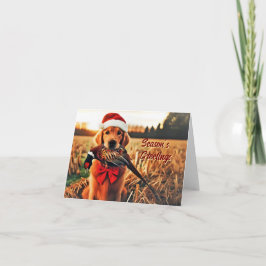 キジのホリデーカード付きゴールデンレトリバー シーズンカード