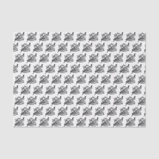 キジのモノクロ画 ヴィンテージ 薄葉紙 (正面)
