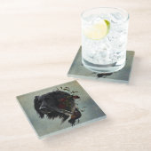 キジの大きなムンスターランダー ガラスコースター (アングル)